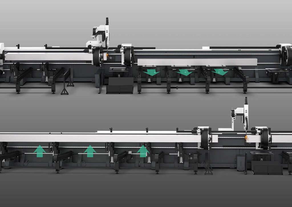 Simultaneous cutting, loading and unloading